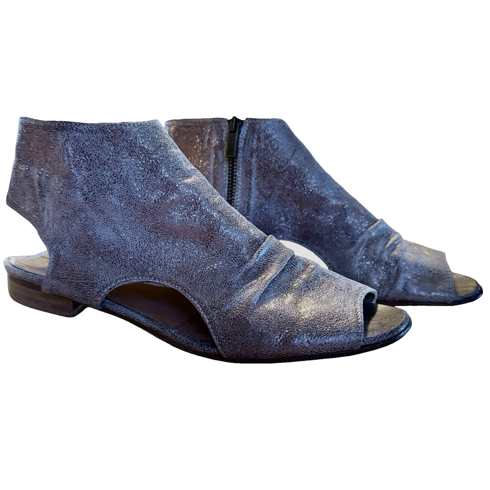 Sundance Metallic Leather Open Toe Boho Sandals Ankle Strap Shoes Flats 40 9 9.5